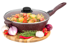 Сковорода глубокая 28 см Elan Gallery ГАРМОНИЯ ВКУСА Рубин D28, со съёмной ручкой