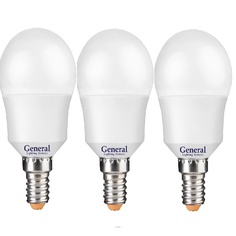 Лампочка General GLDEN-G45F-15-230-E14-6500, 3шт