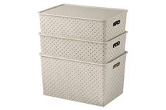 Набор 3 корзинок с крышками 7,5 л 7,5 л 14 л "Береста" латте El Casa