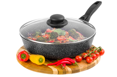 Сковорода глубокая 26 см Elan Gallery ГАРМОНИЯ ВКУСА Черный мрамор, D26, со съёмной ручкой