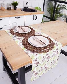 Дорожка на стол, рогожка "Всё себе", Маслина, Размер: 45 х 145