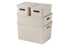 Набор 4 корзинок с крышками 3 л 3 л 7,5 л 14 л "Береста" латте El Casa