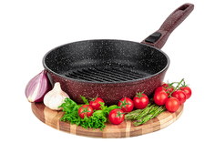 Сковорода - гриль 24 см Elan Gallery ГАРМОНИЯ ВКУСА Рубиновый дуэт, со съёмной ручкой