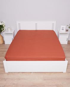 Простыня на резинке из поплина "Всё себе", Какао, Размер: 200 х 200