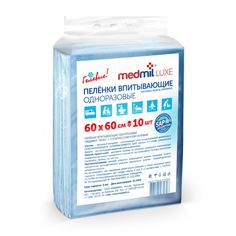 MEDMIL Пеленки впитывающие одноразовые гелевые 60*60 см. "ЛЮКС" (с САП ) по 10 шт.