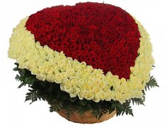 Букет FlorPro 1001 розы в виде сердца в корзине
