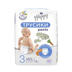 Подгузники-Трусики Happy Midi 6-11 кг 14 шт