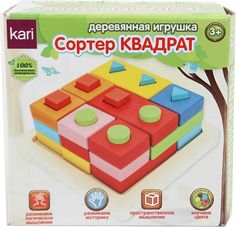 Деревянная игрушка Kari Сортер квадрат 28 предм. K6371