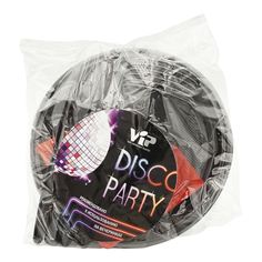 Набор одноразовой посуды Vip Disco Party черный на 6 персон