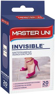 Пластырь Master Uni Invisible бактерицидный на прозрачной полимерной основе 20 шт.