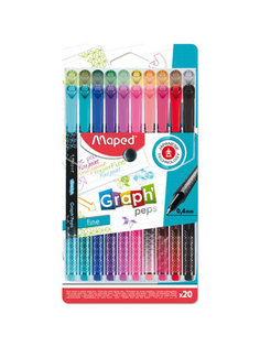 Ручки капиллярные MAPED В НАБОРЕ из 20 штук, Graph Peps АССОРТИ трехгранные 0,4 мм 749051