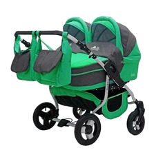 Коляска универсальная для двойни 2 в 1 Bart-Plast Fenix Duo 10 графит-зеленый