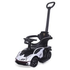 Каталка Baby Care Lamborghini кож. сиденье, рез. колёса, родительская ручка белый
