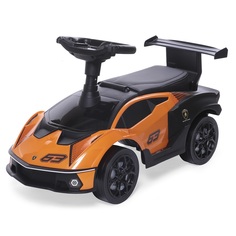 Каталка Baby Care Lamborghini кожаное сиденье, резиновые колёса оранжевый