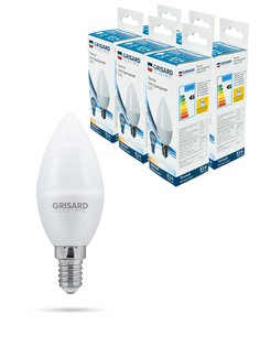 Лампа светодиодная GRISARD ELECTRIC свеча C35 Е14 7Вт 3000К 220В, 6штук/уп