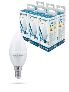 Лампа светодиодная GRISARD ELECTRIC свеча C35 Е14 7Вт 4000К 220В, 6 штук /уп.