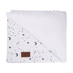 Плед AmaroBaby РАСТЕМ ВМЕСТЕ 95х85 хлопок/minky STARS, белый AMARO-62RV-St