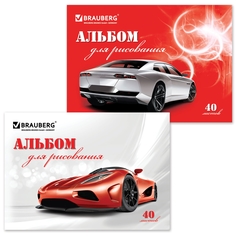 Альбом для рисования, 40 л., BRAUBERG (БРАУБЕРГ), 100 г/м.кв., автостиль, 2 вида Greenwich Line