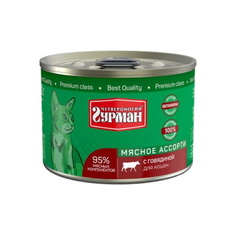 Влажный корм для кошек Четвероногий Гурман Мясное ассорти, говядина, 12шт, 190г