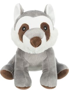 Мягкая игрушка, игрушка-пищалка для собак Trixie Енот, серый, 22 см
