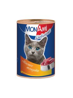 Влажный корм для кошек MonAmi Delicious, мясо, 20шт, 350г