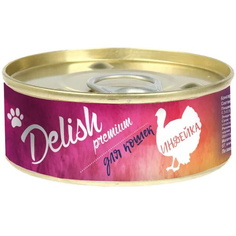 Влажный корм для кошек Delish Premium, индейка, 24шт, 100г
