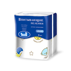 Пеленки впитывающие гигиенические одноразовые Наша Мама (с рисунком), 60Х60 см, 5 шт