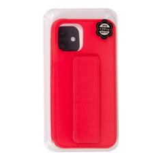 Чехол подставка с магнитом для Apple iPhone 12, 12 Pro матовый силикон, красный Rocknparts