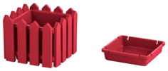 Кашпо "Лардо" квадратное малое, 19х19 см, красный, арт. ЭП 205760 Элластик Пласт