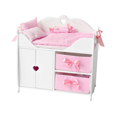 Кроватка-шкаф для кукол PAREMO PFD120-53 с постельным бельем, белый