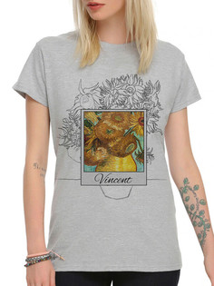 Футболка женская Dream Shirts Ван Гог - Ваза с Подсолнухами серая XS