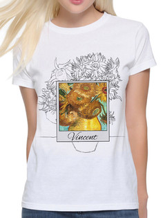 Футболка женская Dream Shirts Ван Гог - Ваза с Подсолнухами белая S