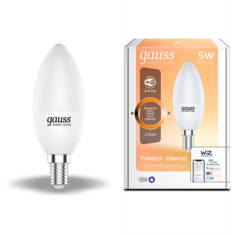 Умная Wi-Fi лампочка Gauss Smart Home C37 5W 470лм E14, диммируемая