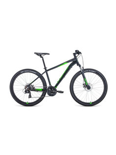 Велосипед 27,5" Forward Apache 27,5 2.0 disc AL Черный матовый/Ярко-зеленый 20-21 г 21"