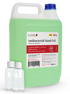 Антисептик-гель спиртовой канистра 65% Dr. Wealth 5л + 2 флакона