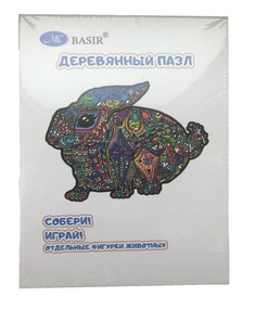 Деревянные фигурные пазлы Basir ЖИВОТНЫЕ L(A3)-30*40 см Радужный кролик