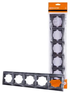 Рамка TDM ELECTRIC SQ1815-0687 5-ти постовая горизонтальная старинное серебро "Лама"