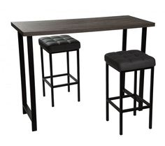 Обеденная группа Стол Галакси + 2 стула Камелот Сосна Пасадена/Черный матовый/Темно-серый ДревПром