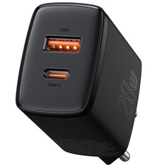 Сетевое зарядное устройство PD 3.0+QC 3.0 USB+USB Type-C Черное (CCXJ-B01) Baseus