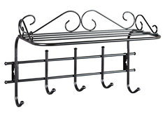 Настенная вешалка 8266018901 Вешалка Грация 2/5 Черный, металл / Черный, пластик Sheffilton