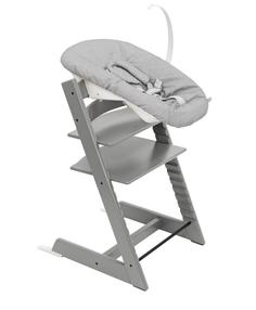 Stokke® tripp trapp® комплект: стульчик storm grey и набор для новорождённого grey