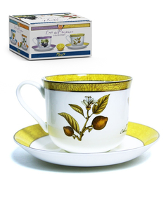 Чайный сервиз PrioritY Дыхание Прованса "Лимон", костяной фарфор, 480 мл, 2 предмета