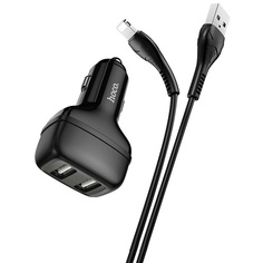 Автомобильное зарядное устройство 2xUSB с кабелем Lightning Hoco Z36 Leader - Черное