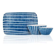 Набор Walmer Denim 3 предмета: тарелка 28x18 см миска 0.24 л миска 0.6 л, WP3612016SET