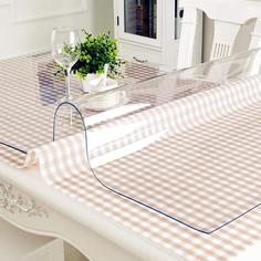 Скатерть VIVACASE на стол ПВХ, квадрат, гибкое стекло, 900*900*1(VHM-COT909001-inv)