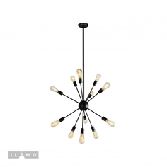 Потолочная люстра на штанге черная iLamp Twins Loft209-12B