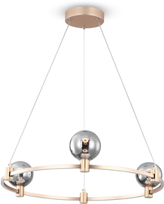 Подвесная люстра светодиодная с кольцом 3 плафона золото Freya Urban FR4005PL-03G
