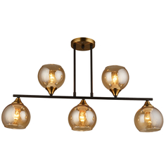 Потолочная люстра на штанге с 5 плафонами янтарная Imex MD.1234-5-S BK+CP