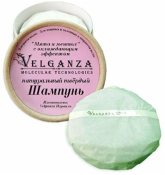 Натуральный твёрдый шампунь Velganza для жирных волос мята и ментол 80 г