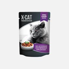 Влажный корм для кошек X-CAT, кролик, курица, 85г